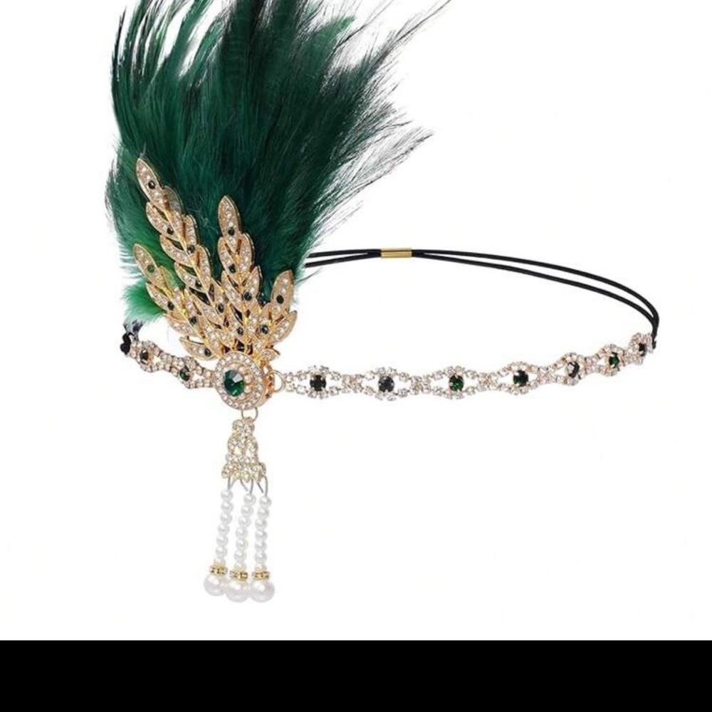 Elegant Green Feather Headband
